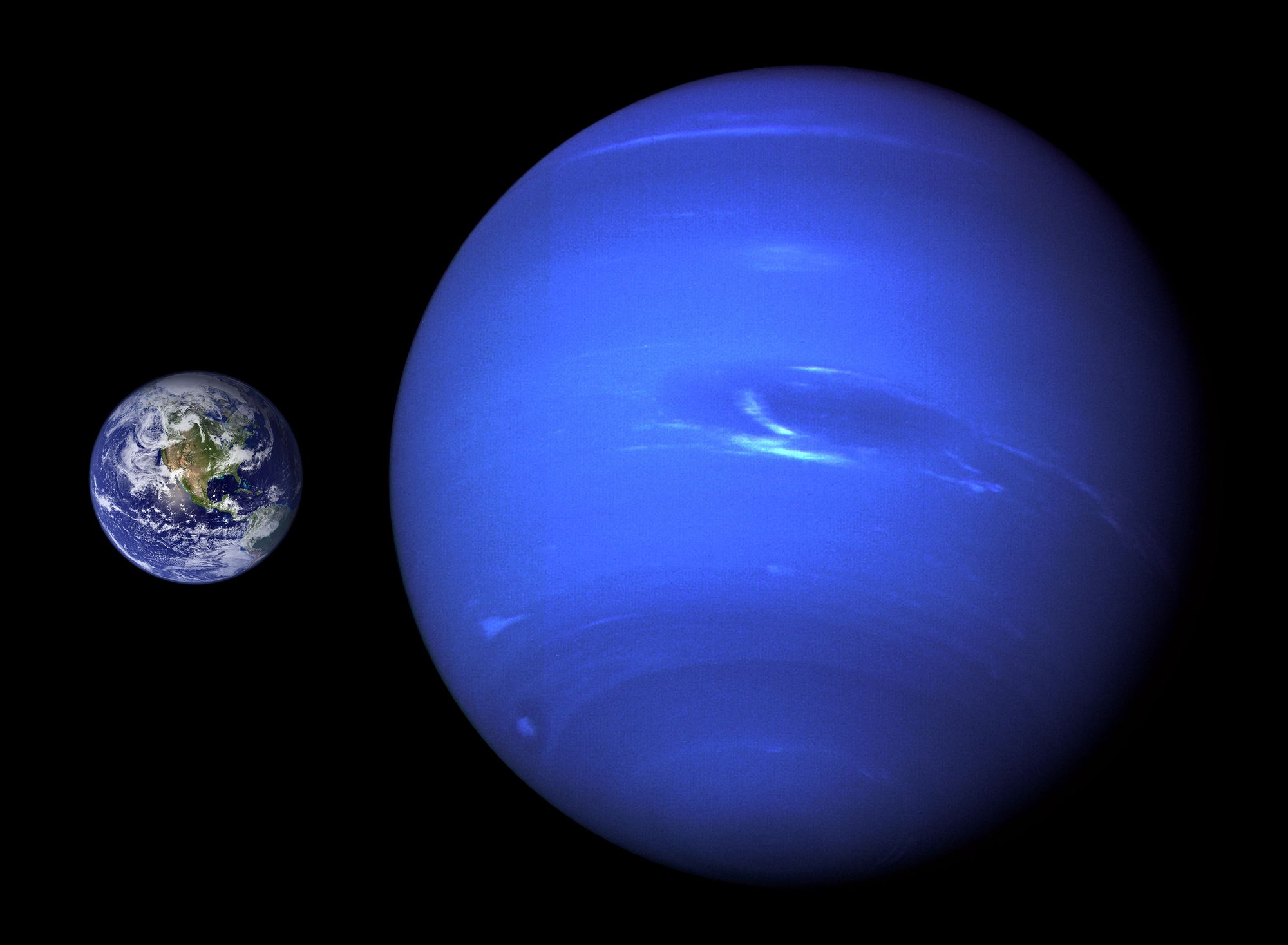 Neptune next to Earth